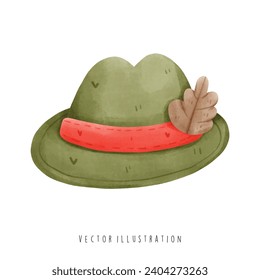 Oktoberfest festival with German style hat. Vector Illustration