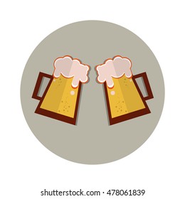 Oktoberfest Festival Two Glass Mug Beer Icon Vector Illustration