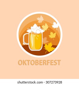 Oktoberfest festive icon in round shape.Vector illustration.
