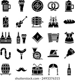 Oktoberfest Fill Icon Set Vector