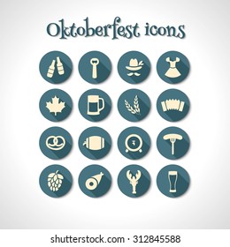 Oktoberfest flat icons, vector illustration