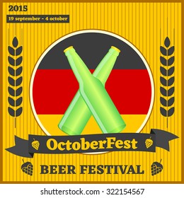 Oktoberfest flat label design. Vector illustration