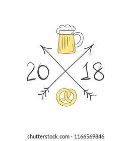 Oktoberfest flyer 2018, banner. Beer festival logo, concept design