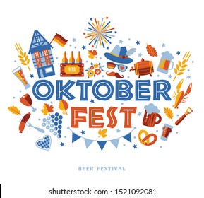 Oktoberfest flyer, banner. Beer festival logo, concept design on white background.