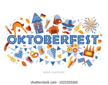 Oktoberfest flyer, banner. Beer festival logo, concept design on white background.