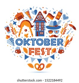 Oktoberfest flyer, banner. Beer festival logo, concept design on white background.