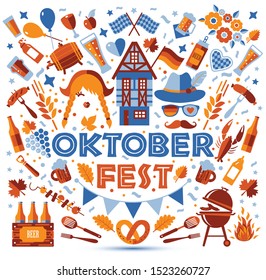 Oktoberfest flyer, banner. Beer festival logo, concept design on white background.