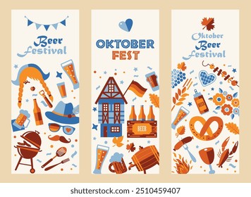 Oktoberfest flyer, banner. Beer festival logo, concept design on white background.