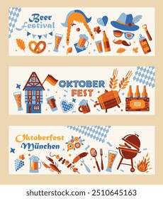 Volante del Oktoberfest, Anuncio. Logotipo del festival de la cerveza, diseño del concepto en el fondo blanco.