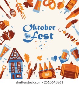 Oktoberfest flyer, banner. Beer festival logo, concept design on white background.