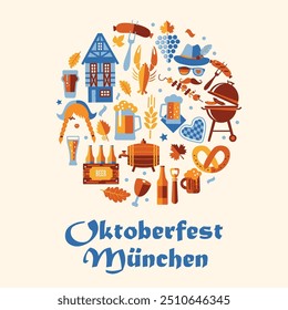 Oktoberfest flyer, banner. Beer festival logo, concept design on white background.