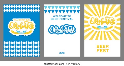 Oktoberfest flyer. Beer festival banner. Vector illustration of Bavarian festival design. Lettering typography for logo, poster, card, postcard, t-shirt.