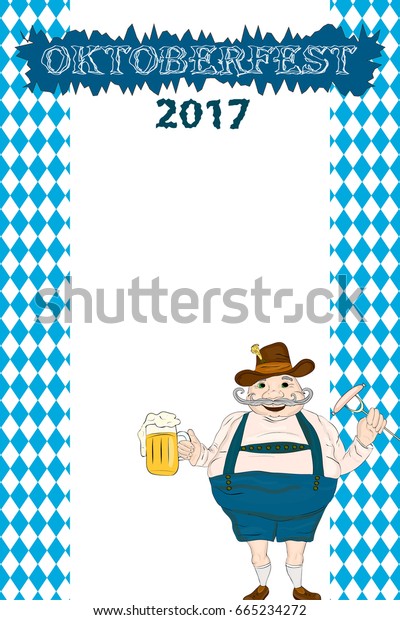 Oktoberfest Flyer Fat Bavarian Man Vector Stock Vektorgrafik Lizenzfrei 665234272