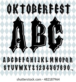 Oktoberfest font. Ancient Gothic alphabet. Vintage typography. Old letters. ABC for national holiday in Germany
