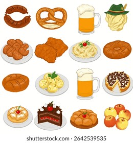 Oktoberfest Food Icons com cozinha bávara.
