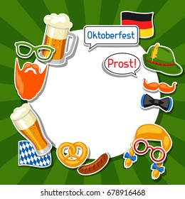 Oktoberfest frame with photo booth stickers. Design for festival and party.