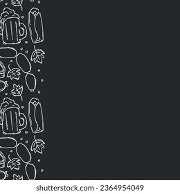 Oktoberfest frame with place for text. Doodle oktoberfest background with beer and meet.
