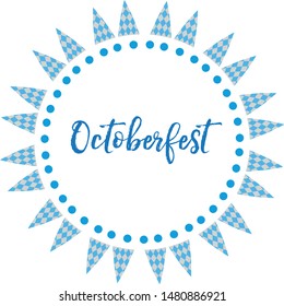 Oktoberfest frames, flat or cartoon style. Festival in germany collection of round bunting, flag, design elements .Isolated on white background. Vector illustration