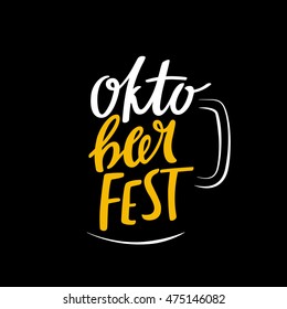 Oktoberfest Funny Concept with Lettering. Beer Mug Silhouette. Vector Art. Posters, Banners and Cards Design.