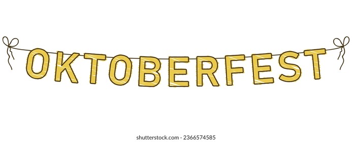 Oktoberfest garland, party bunting, letters hanging on a string, panoramic vector design element