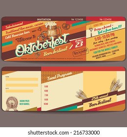 Oktoberfest german beer festival invitation. Vintage ticket template vector