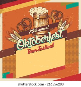 Oktoberfest german beer festival. Vintage template of event poster or flyer