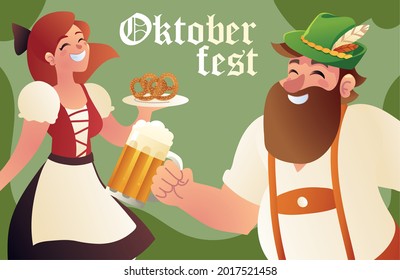 oktoberfest german people with food and beer