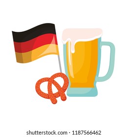 oktoberfest germany flag beer glass and pretzel