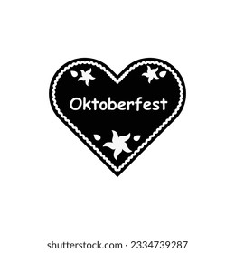 Oktoberfest with gingerbread heart and edelweiss vector illustration on white background