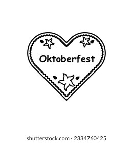 Oktoberfest with gingerbread heart and edelweiss vector illustration on white background