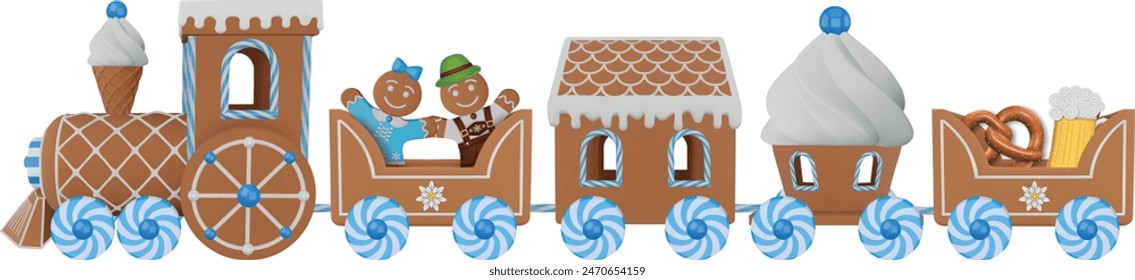 oktoberfest gingerbread train with cookies and candies	