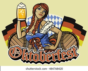 Oktoberfest Girl With Beer And The Germany Flags