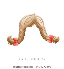 Oktoberfest girl hair wig,Vector Illustration