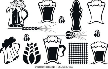 oktoberfest glass vector collection silhouette 