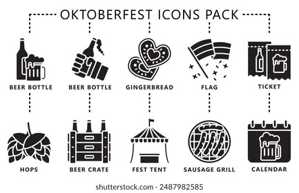 Oktoberfest glyph icons pack, vector EPS 10.