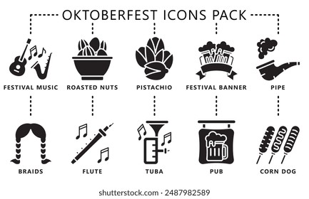 Paquete de iconos de glifo Oktoberfest, Vector EPS 10.