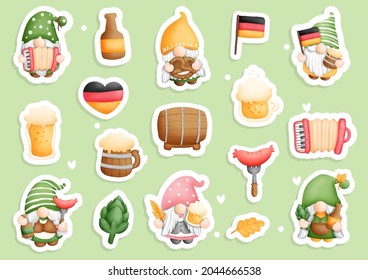 Oktoberfest gnome sticker, beer gnome, german beer planner and scrapbook.