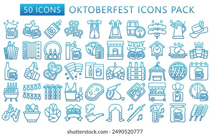 Oktoberfest gradient outline icons pack, vector EPS 10. use for modern concept, UI or UX kit, web and app development.