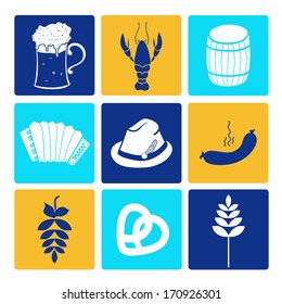 Oktoberfest graphic icons collection, food and drink