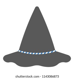 Oktoberfest Gray Hat - Traditional Oktoberfest gray felt hat with floppy brim and blue and white cord isolated on white background