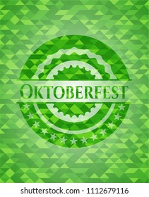 Oktoberfest green emblem with triangle mosaic background