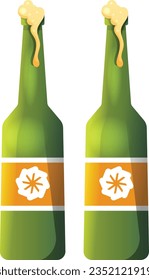 cerveza de botella de vidrio verde oktoberfest, fondo plano vectorial para la celebración del festival de cerveza oktoberfest