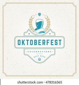 Oktoberfest Greeting Card Or Flyer On Textured Background. Beer Festival Celebration. Oktoberfest Badge Or Logo Retro Vector Illustration.