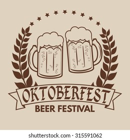 Oktoberfest grunge rubber stamp on retro background, vector illustration