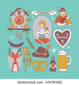 Oktoberfest hand drawing elements for graphic and web design