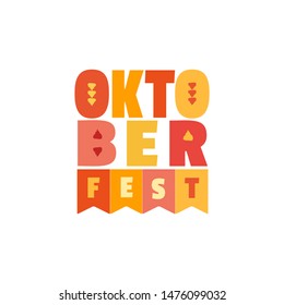 Oktoberfest hand drawn flat color vector lettering. Beer festival typographic fancy letters design element. Text isolated, white background. Fest invitation welcome flyer template cartoon illustration