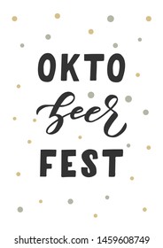 Oktoberfest hand drawn lettering. Beer festival. Template banner, poster, flyer, greeting card, web design, print design. Vector illustration.