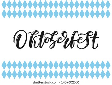 Oktoberfest hand drawn lettering. Oktoberfest logo. Template banner, poster, flyer, greeting card, web design, print design. Vector illustration.