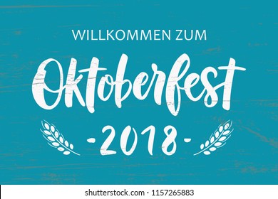 Oktoberfest - hand drawn lettering typography. Oktoberfest logotype. Oktoberfest festival banner. For invitation, card, print, brochures, poster, t-shirts, mugs. Vector illustration.