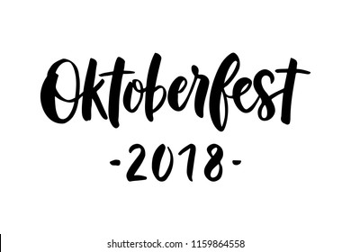 Oktoberfest - hand drawn lettering typography. Oktoberfest logotype. Oktoberfest festival banner. For invitation, card, print, brochures, poster, t-shirts, mugs. Vector illustration.